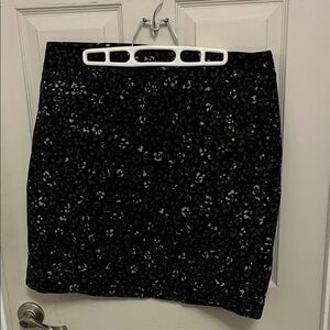 Black Leopard Print Pencil Skirt Cordoroy Talbots 14